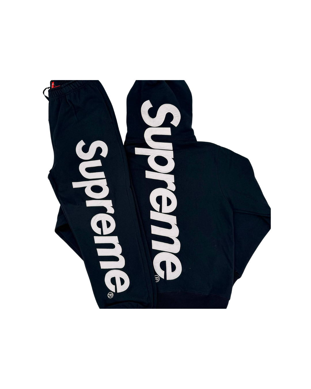 Supreme Satin Appliqué Tracksuit – Black/White