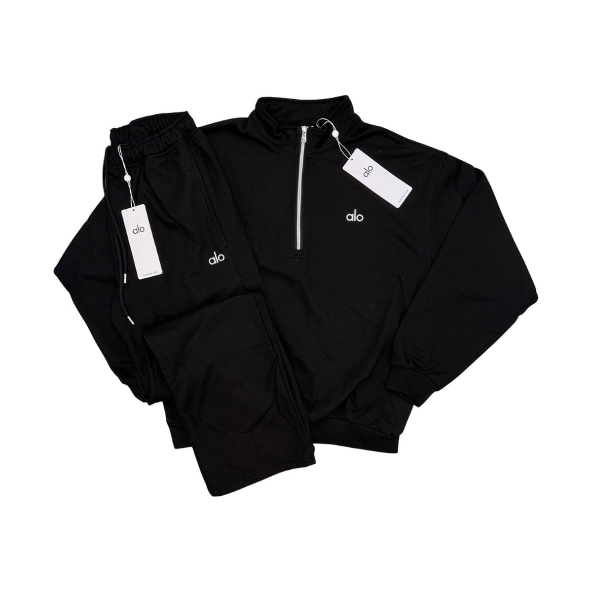 Alo Yoga quarter zip tracksuit in black