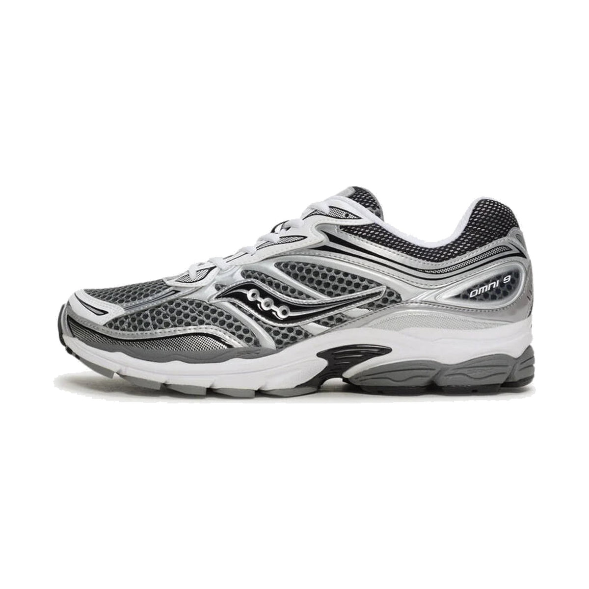 Saucony ProGrid Omni 9 trainers in grey and silver