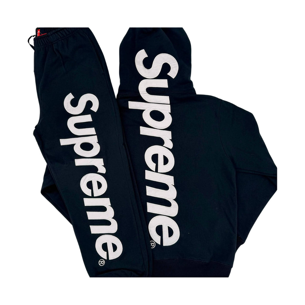 Supreme satin applique tracksuit in black and white