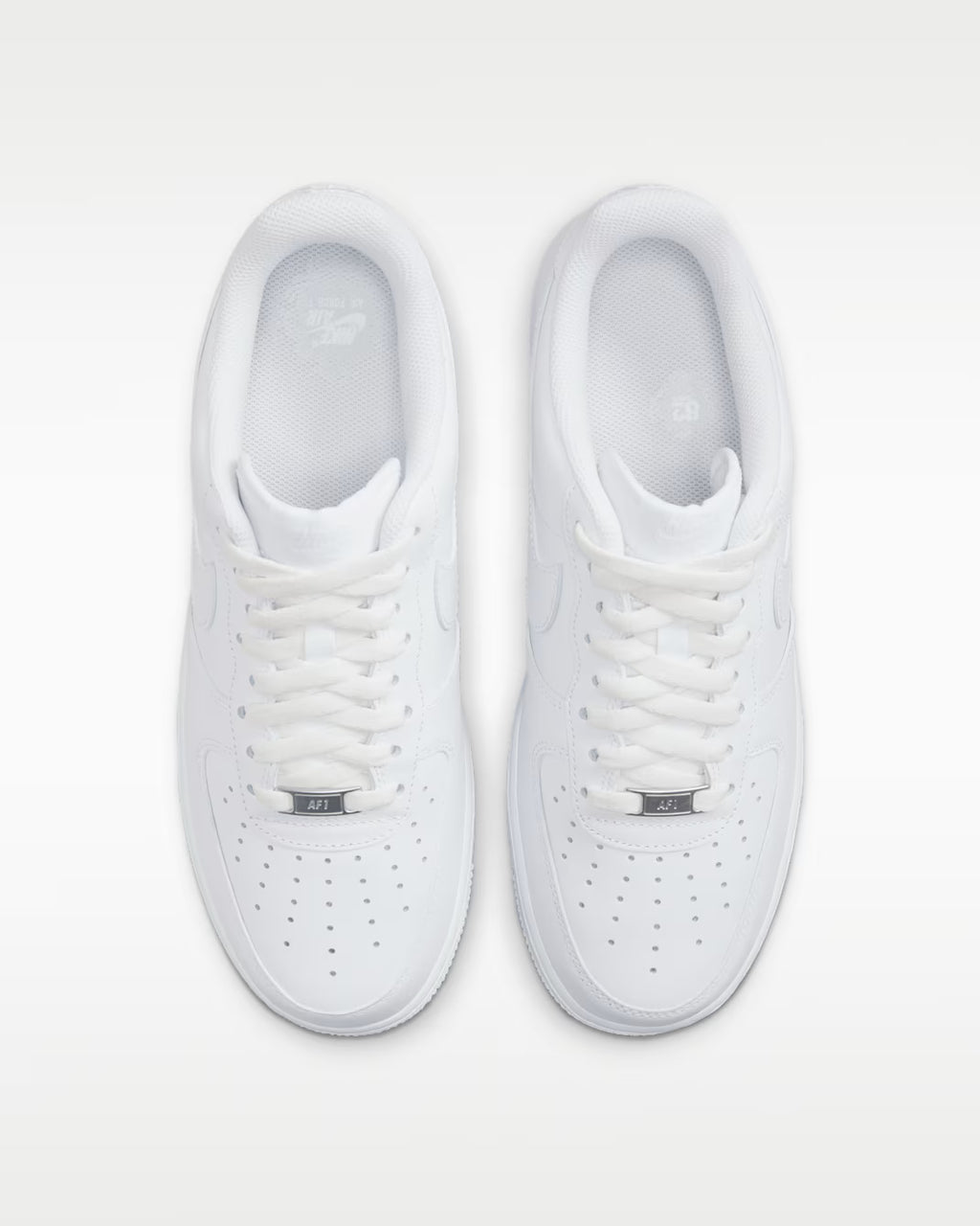 Nike Air Force 1 07 White pair, top-down view