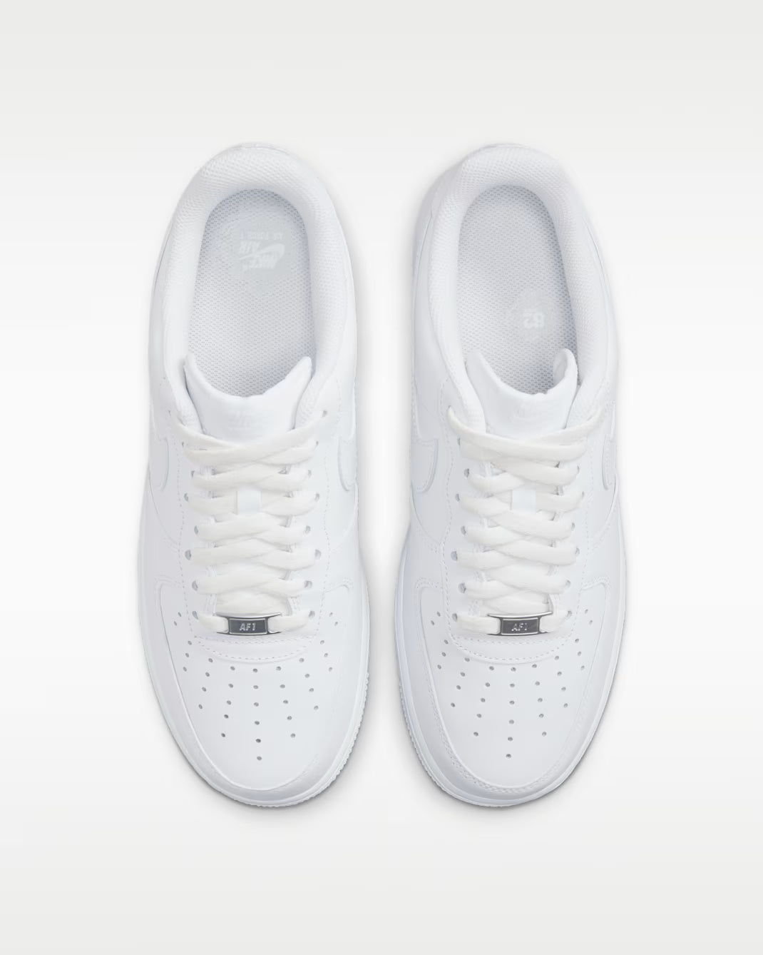 Nike Air Force 1 07 White pair, top-down view