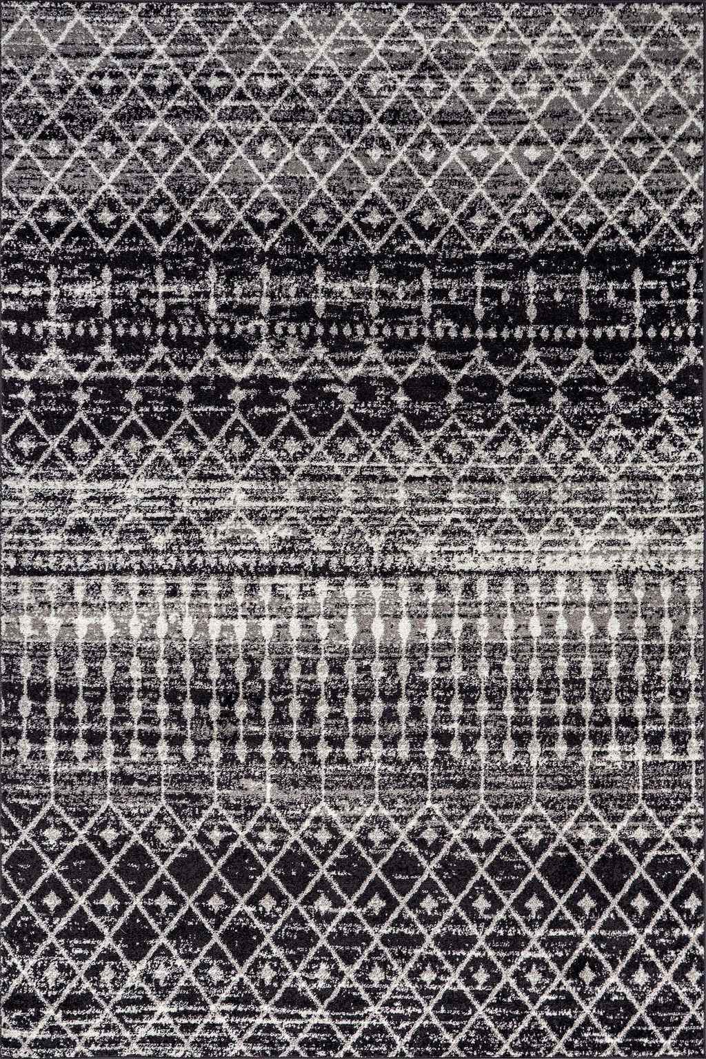 Washable Area Rug 5x7 | Moroccan Trellis Black