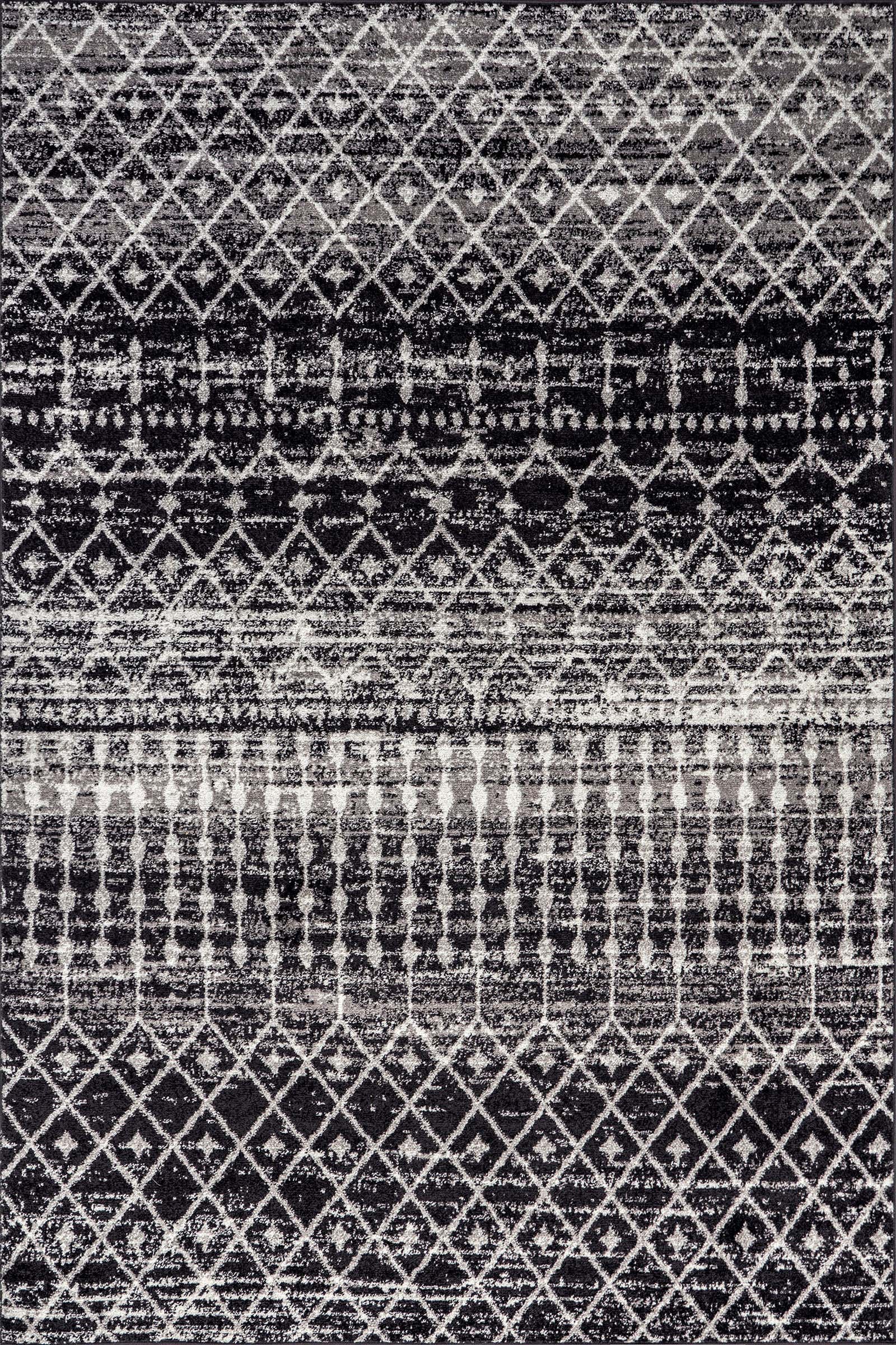 Washable Area Rug 5x7 | Moroccan Trellis Black